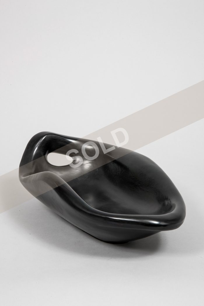 Roger Capron black ceramic organic shaped bowl