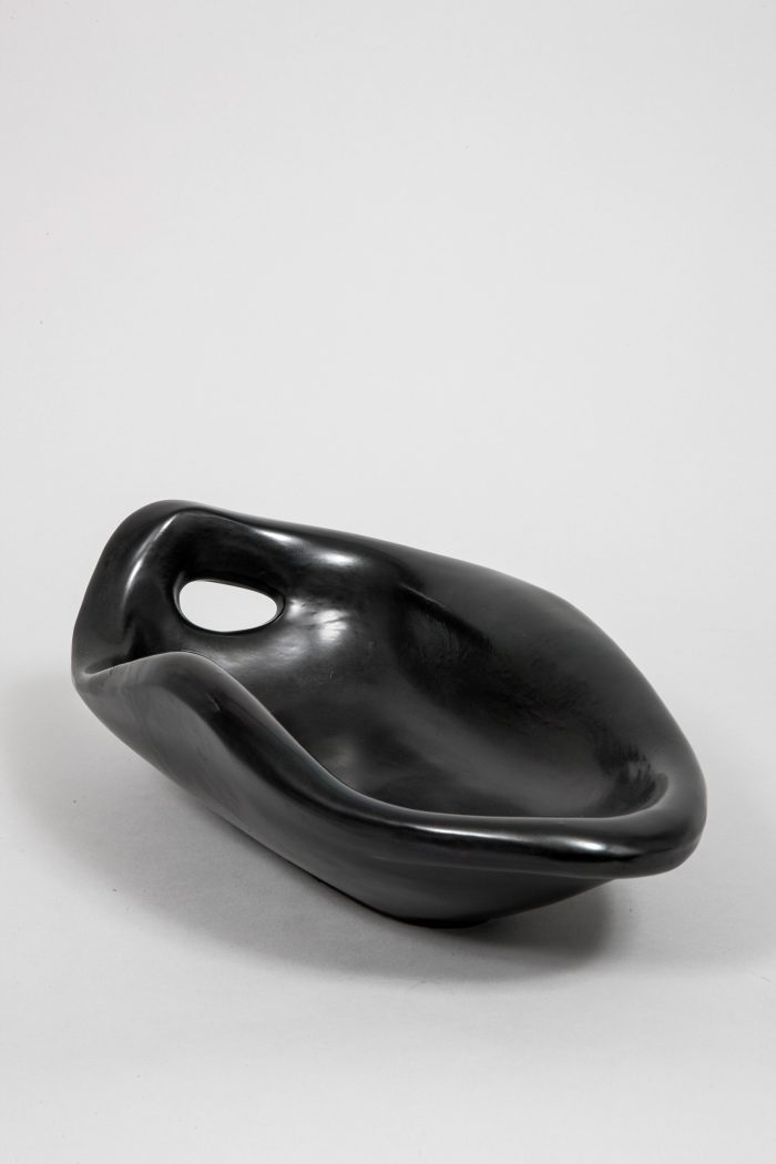 Roger Capron black ceramic organic shaped bowl