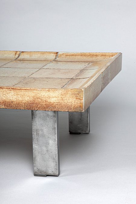 Roger Capron ceramic and steel coffee table